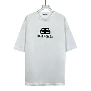 Balenciaga White Logo T-Shirt Unisex Cotton Casual Wear Size M